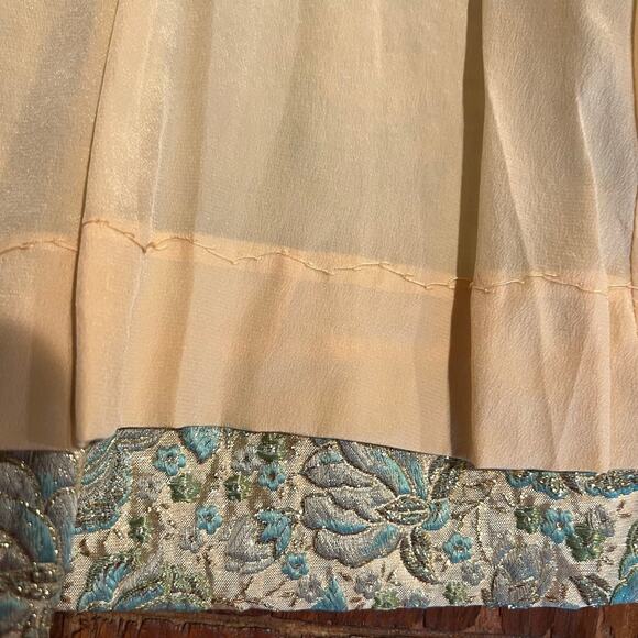 Vintage Brocade Coat Jacket Kelly Co. Hong Kong Blue Cream Gold Green - Picture 8 of 9